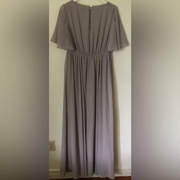 Show Me Your Mumu Emily Empire Sz 1X Dove Gray Flutter Sleeve Chiffon Bridesmaid - Picture 3 of 7